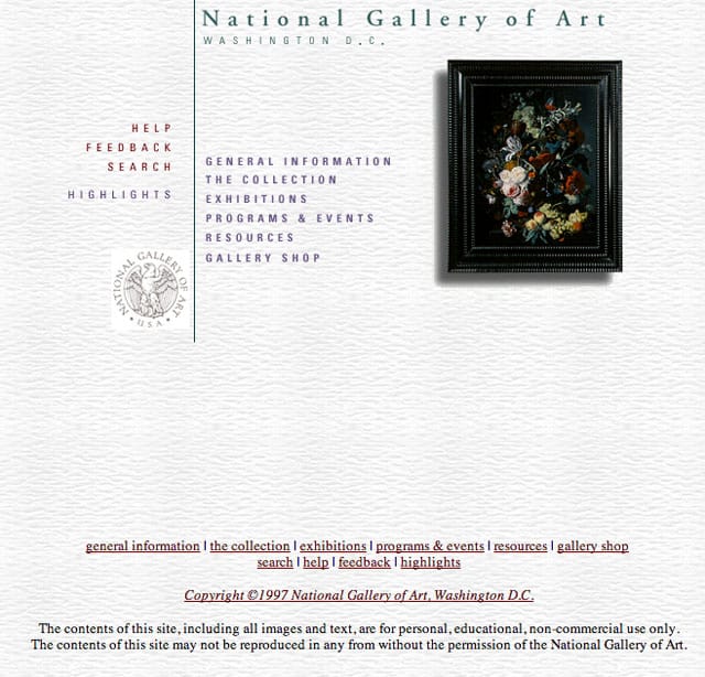 The National Gallery of Art, DC (screenshot via archive.org)