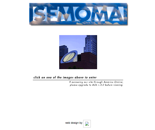 That's a GIF in the middle of the San Francisco Museum of Modern Art's splash page (remember those?), 1997 (screenshot via archive.org)