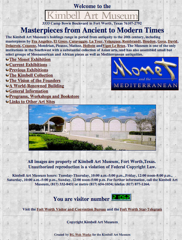 The Kimbell Art Museum, 1997 (screenshot via archive.org)