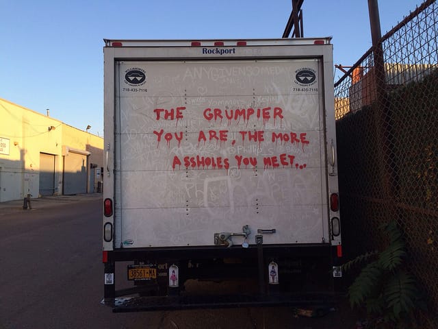 The truck graffiti on 37th Street, between 1st and 2nd Avenues.