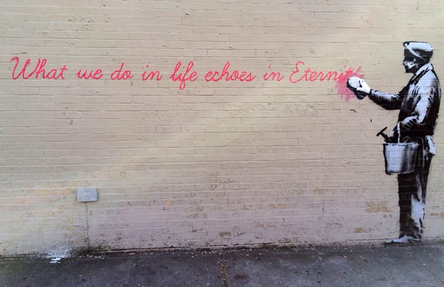 The Woodside Banksy at 38th Avenue and 69th Street