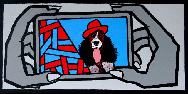 Derek Boshier, "I only like Dogs and Abstract Art" (2011), acrylic on canvas (all images courtesy William Kaizen)