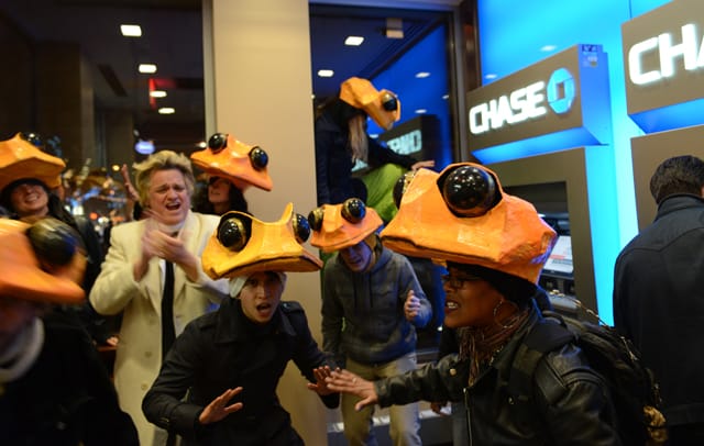 Golden Toad Performance in a Chase bank (courtesy Blake Zidell & Associates, LLC)