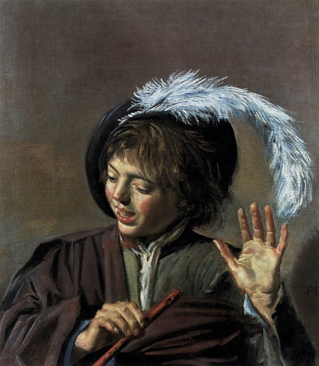 Frans Hals, "Singing Boy with a Flute" (1623-1625). Oil on canvas, 62 x 55 cm. Staatliche Museen, Berlin. (Image via Web Gallery of Art)