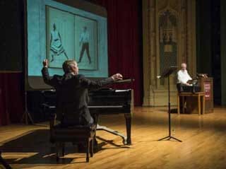 Kentridge onstage with pianist TK (click to enlarge)