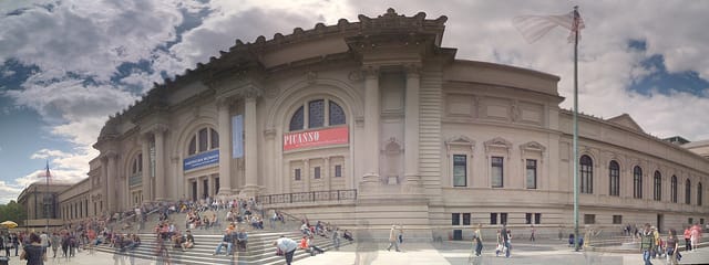 An exterior panorama of the Metropolitan Museum of Art (photo by Michael Gray, via Flickr)
