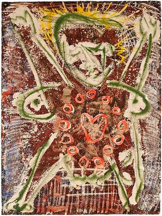 Alfonso Ossorio, "Untitled" (c. 1950), ink, wax and watercolor on paper, 30 3/8 x 22 1/2 in (via michaelrosenfeldart.com)