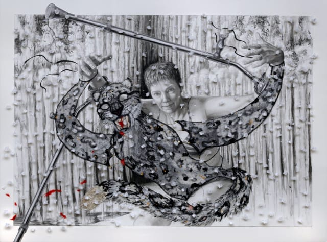 Riva Lehrer, "Mirror Shards: Nicola/Snow Leopard"