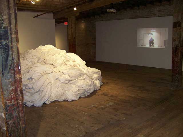 RO/LU, "Here There Then, Here There Now" (2011/2013), one mile of medical fabric used previously to create path at High Desert Test Site, Joshua Tree, CA, dimensions variable