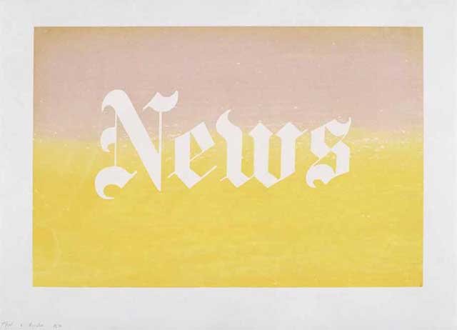 Edward Ruscha, "News, from the Portfolio News, Pews, Brews, Stews and Dues" (1970), silkscreen, edition of 125, 27 x 35 in" (image via ipcny.org)