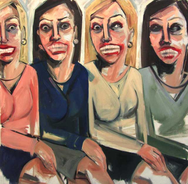 Lindsay Taylor's "Ladies" (2012), oil on canvas, 65" x 65", will be on view at Gowanus Open Studios. (image via open.artsicle.com)