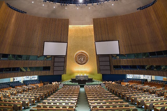 General Assembly Hall of the United Nations in Manhattan (photograph by Luke Redmond/Flickr user)