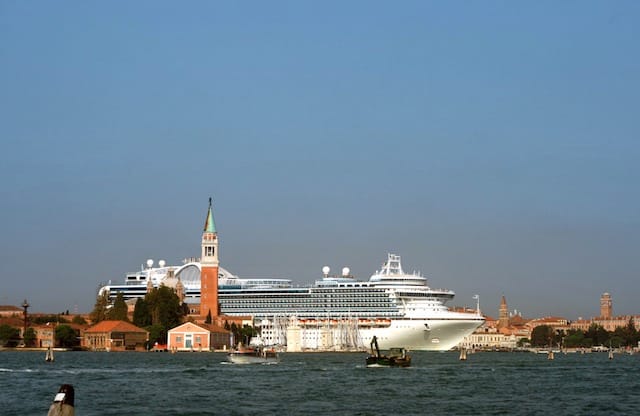 Country: Italy Site: Venice Caption: The current dangerous route of the cruises through the historic center Image Date: 2nd September 2009 Photographer: Pavlos Rekas/World Monuments Fund Provenance: 2014 Watch Nomination Original: from Sharefile