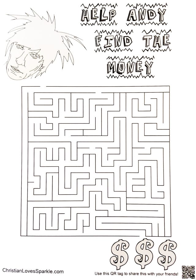 The Warhol page in "Christian's Heroes Coloring Book"