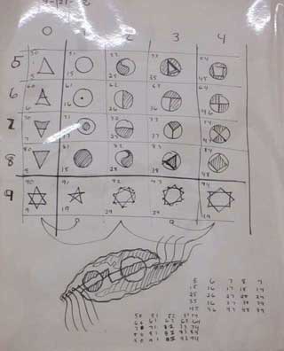 A drawing by Lionel Ziprin (photo by Eve Aschheim) (click to enlarge)