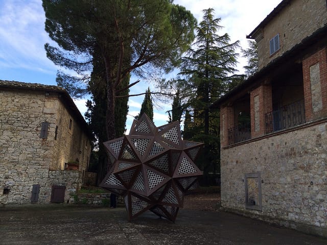 A view of the Castello di Ama estate, where new and old mingle easily.