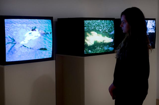 Installation view of Ana Mendieta's films at Hayward