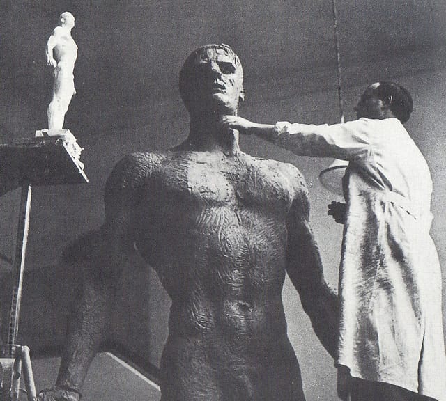 Arno Breker working on his "Dionysos" sculpture in 1936 (via davisson123/Flickr user)