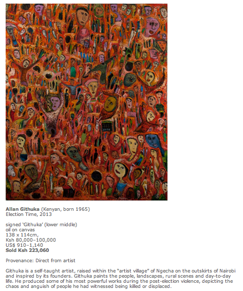 Allan Githuka's Election Time, 2013, which sold for more than double its asking price. Click to view larger.