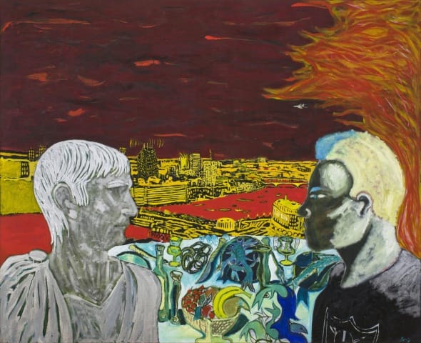 Peter Doig, "Contemplating Culture" (1985), oil on canvas, 76 3/4 x 95 inches (195 x 241.5 cm)