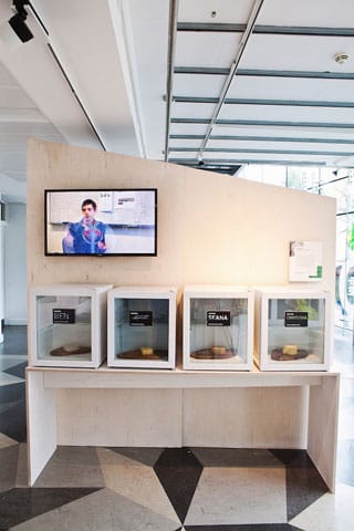 A view of the Selfmade exhibtiion by Christina Agapakis and Sissel Tolaas.