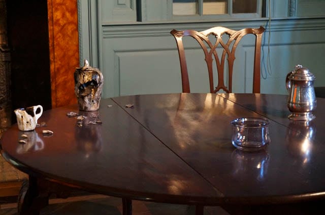 Valerie Hegarty, "Dishware with Holes" (2013)