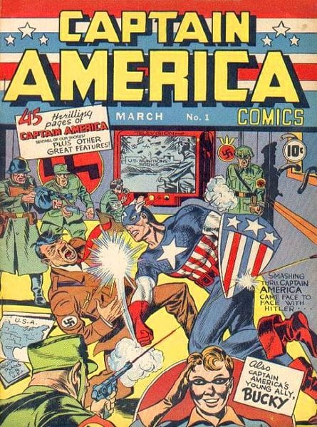 Cover of Captain America Comics #1 (Mar, 1941), with art by Jack Kirby (via Marvel/Wikimedia)