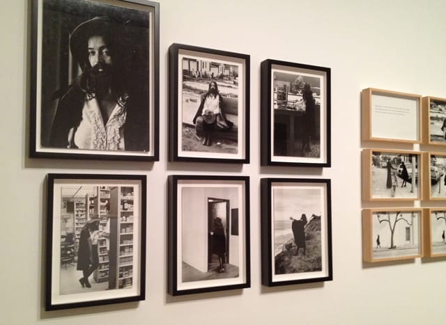Installation shot of various photos representing “The King of Solana Beach,” created and performed by Eleanor Antin (1972-75). (All photos by author for Hyperallergic)