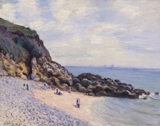 This painting, reputedly by Alfred Sisley, and titled "Langland Bay" is one of the works that were implicated in 