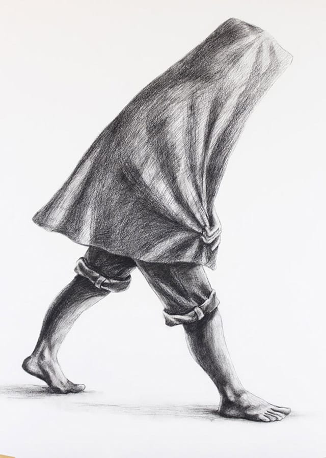 "Back to the Farm II" (2013), Charcoal on paper, 24in x 36in