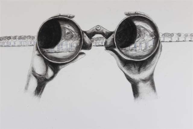 "Binoculars" (2013), Still from the stop motion video, 48  x 36