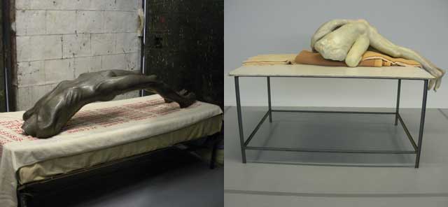 Left: work by Bourgeois; right: work by de Bruyckere