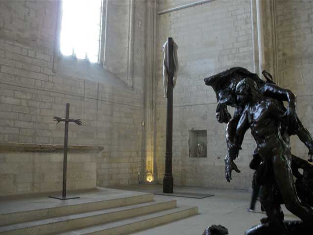 Work by (from left) Louis Bourgeois, Berlin de Bruyckere, and Camille Claudel at the Popes' Palace