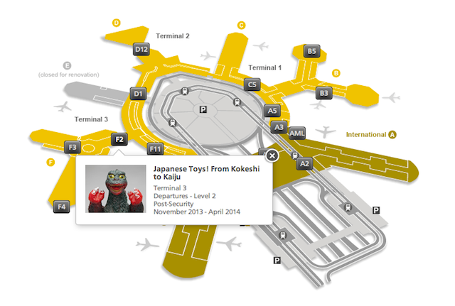 A map of the airport's exhibition galleries. Image via flysfo.com.
