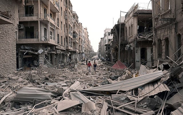 A photo that demonstrates the massive scale of destruction in many of the urban centers of Syria. (photo via Freedom House's Flickrstream)