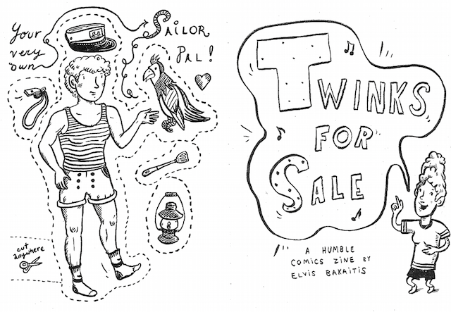 Twinks for Sale comic as seen on TransOralHistory.com