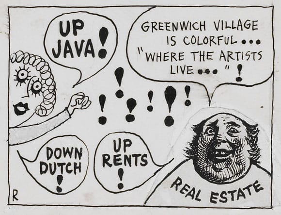 Ad Reinhardt's show that is up at David Zwirner until is filled with classic commentary like this panel published on The New Yorker. “He basically likes to play with language … He uses language against its original intention. Where others may have been pompous, he was incredibly light and sharp. He makes fun of what others make fun of, but he’s so much more elegant and intelligent in his mockery,” show curator Robert Storr says.