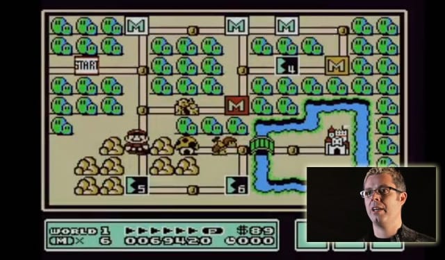 Smithsonian curator Chris Melissinos and a screenshot of one of the acquired video games.