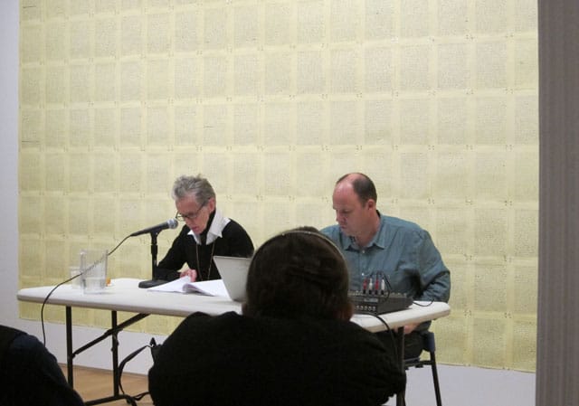 Susan Howe and David Grubb performing "Frolic Architecture" at the Drawing Center (courtesy the Drawing Center)