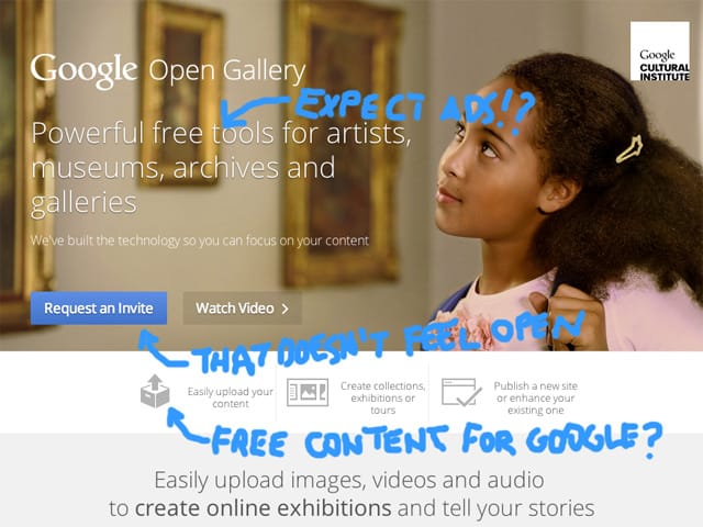 A cynics take on Google's new gallery initiative (image by Hrag Vartanian/Hyperallergic)