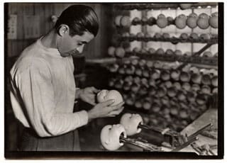 Lewis W. Hine, [Worker setting eyes in sleeping dolls, Paragon Rubber Company and American Character Doll, Easthampton, Mass.] (December 1936) (©International Center of Photography, gift of the National Archives, Washington, DC, 1975) (click to enlarge)