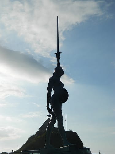 Damien Hirst's "Verity" sculpture in Devon (photograph by Michael Day)