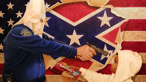 Artist Michael D'Antuono's controversial painting was removed from eBay by the online auction service. (image via Raw Story)