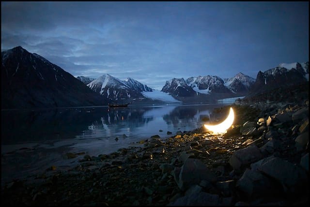 "Private Moon" in the Arctic Svalbard Magdalene fjord in 2010