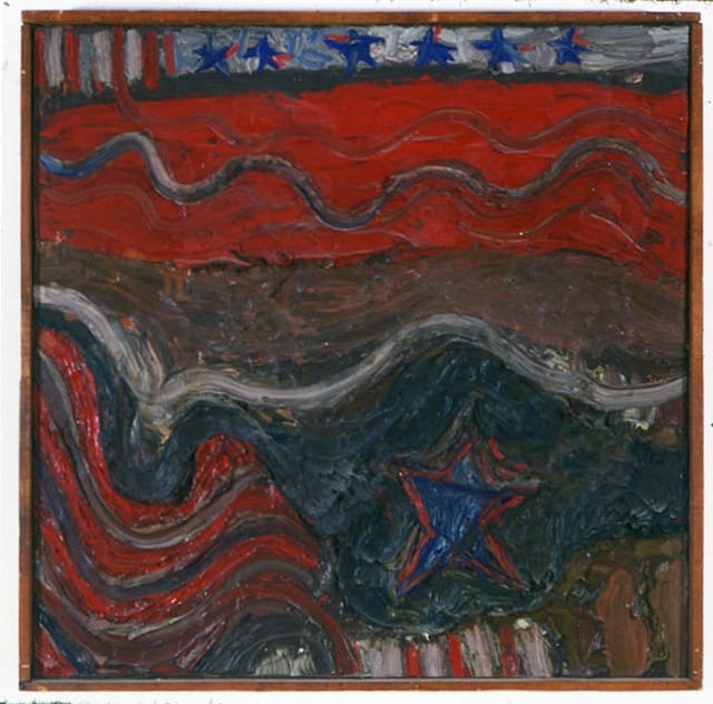 Little Flag Painting, 61, o-c, 21x21in