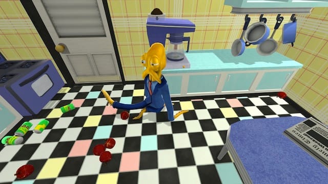 Octodad takes a break in the kitchen. Image via octodadgame.com.