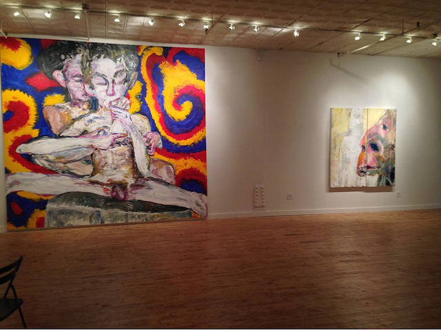 Jim Herbert's "Toes" and Karen Schwartz's "Shadow of his Former Self" in "Painting Impossible" (via lifeonmarsgallery.com)