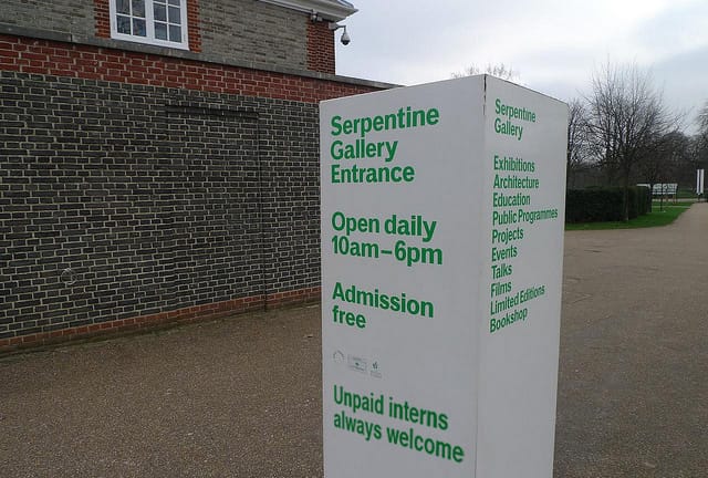 Our suggested change to the sign at the Serpentine Gallery in London. (original image via Walter Lim's Flickrstream)