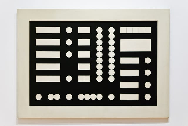 Sophie Taeuber-Arp, Schematic Composition, 1933. Oil and wood on composition board