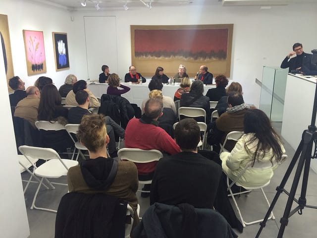 A December 11th panel discussion at BOSI Contemporary featured artists, curators, and academics discussing the work of Salvatore Emblema. (all images by the author for Hyperallergic)